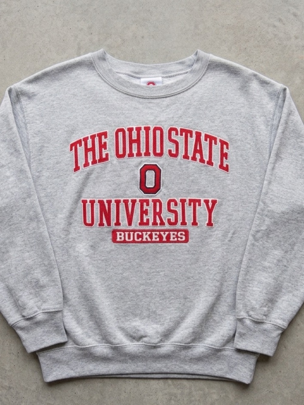 Blue 84 Gray Crewneck Sweatshirt with Red Ohio State Graphics